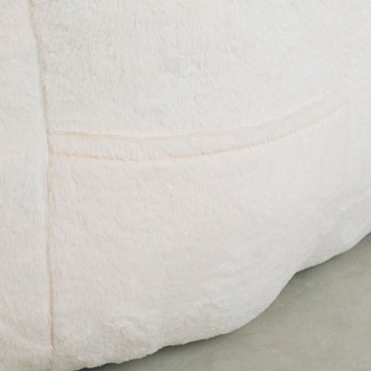 Beanbag chair in soft white plush fabric with stitched seams for cozy armchair look on Tampa Home & Garden Store