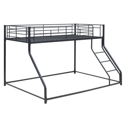 Metal bunk bed frame with sloped ladder in black finish by HouseOfZazla, space-saving design on Tampa Home & Garden Store