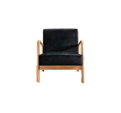 Arm Chair by HouseOfZazla - mid-century modern open-frame with black cushions and wood frame on Tampa Home & Garden Store