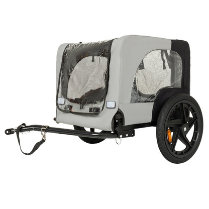 Outdoor heavy duty collapsible pet trailer gray fabric with mesh window and 16-inch wheels on Tampa Home & Garden Store