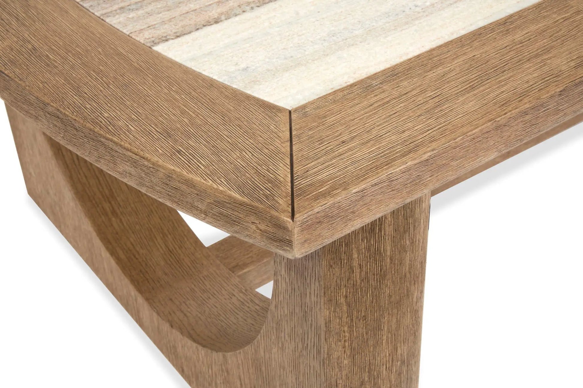 Bradford rectangular end table in warm oak with light inset top on Tampa Home & Garden Store