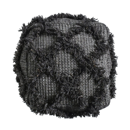 Jumanji Handcrafted Wool and Cotton Pouf Brown