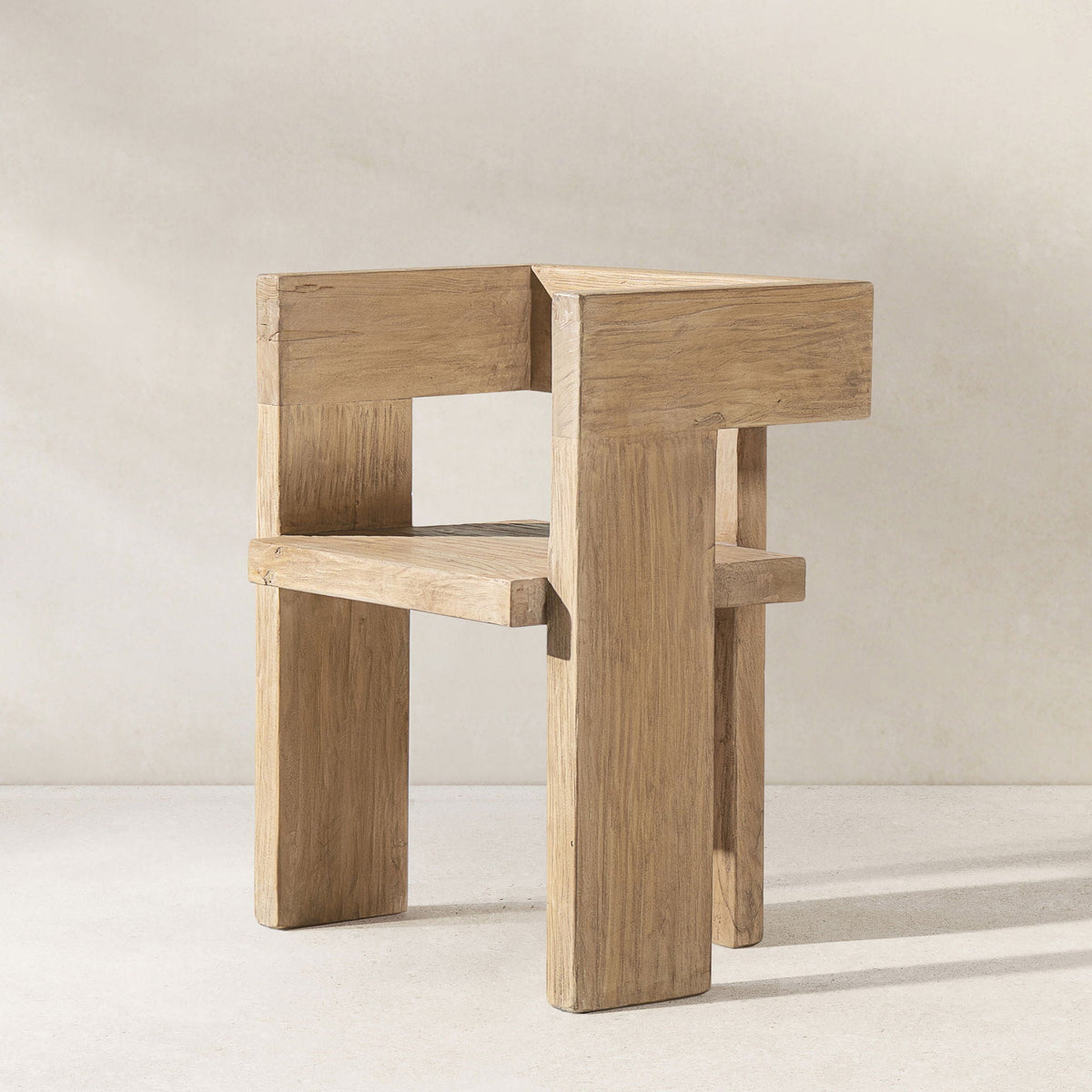 Sculptural block arm chair in reclaimed elm, brown finish by HouseOfZazla on Tampa Home & Garden Store