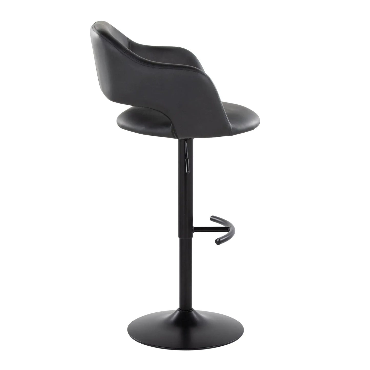 Margarite adjustable swivel barstool in black faux leather with rounded T-footrest set of 2 on Tampa Home & Garden Store
