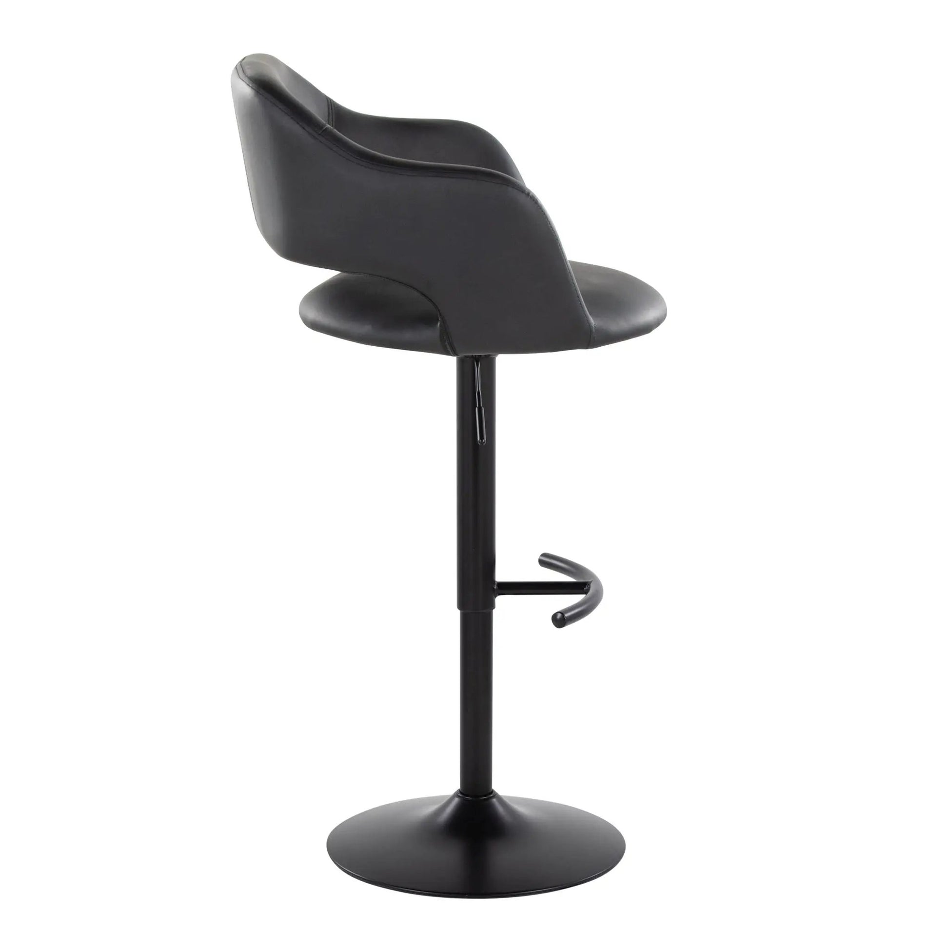 Margarite adjustable swivel barstool in black faux leather with rounded T-footrest set of 2 on Tampa Home & Garden Store