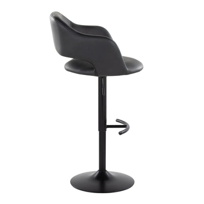Margarite adjustable swivel barstool in black faux leather with rounded T-footrest set of 2 on Tampa Home & Garden Store