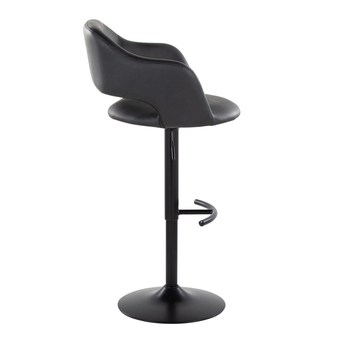 Margarite contemporary adjustable barstool with swivel, black faux-leather seat and backrest on Tampa Home & Garden Store