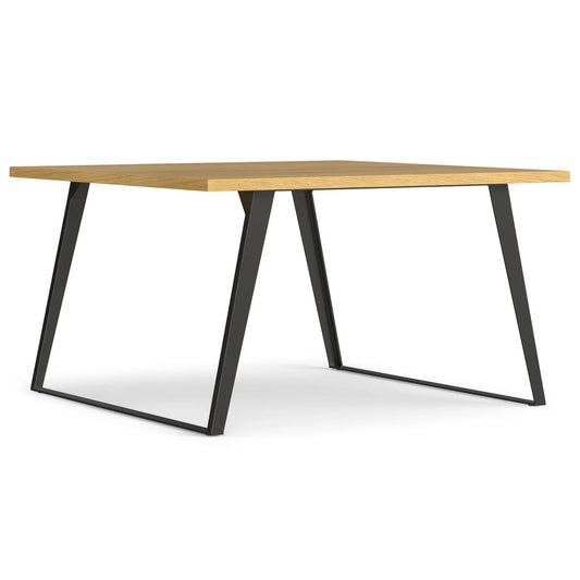 Lowry handcrafted square dining table by Unique Piece Furniture, oak top, black metal legs on Tampa Home & Garden Store