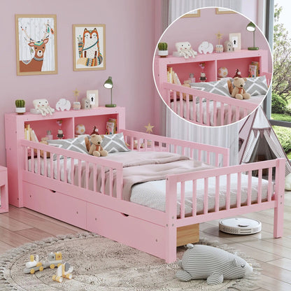 Bed With Headboard Storage and Under Bed Drawers