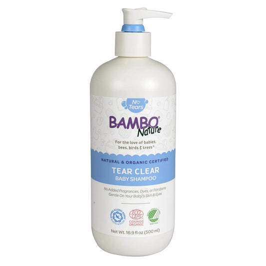 Bambo Nature Tear Clear Baby Shampoo pump bottle white with blue label 16.9 oz no tears on Tampa Home & Garden Store