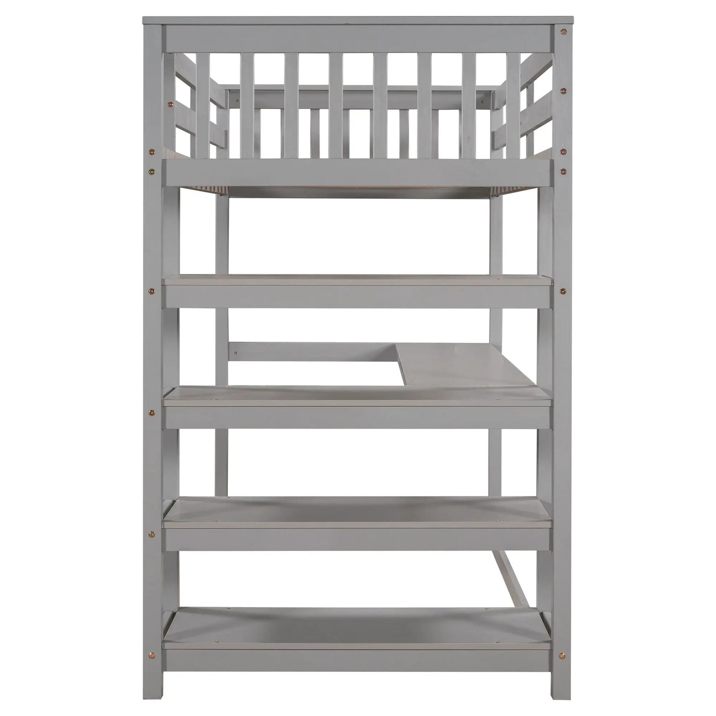 Loft Bed with Storage Shelves and Under Bed Desk