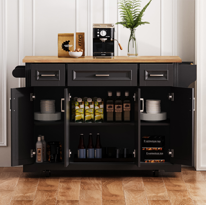 Large 54 Inch Kitchen Island and Rubber Wood