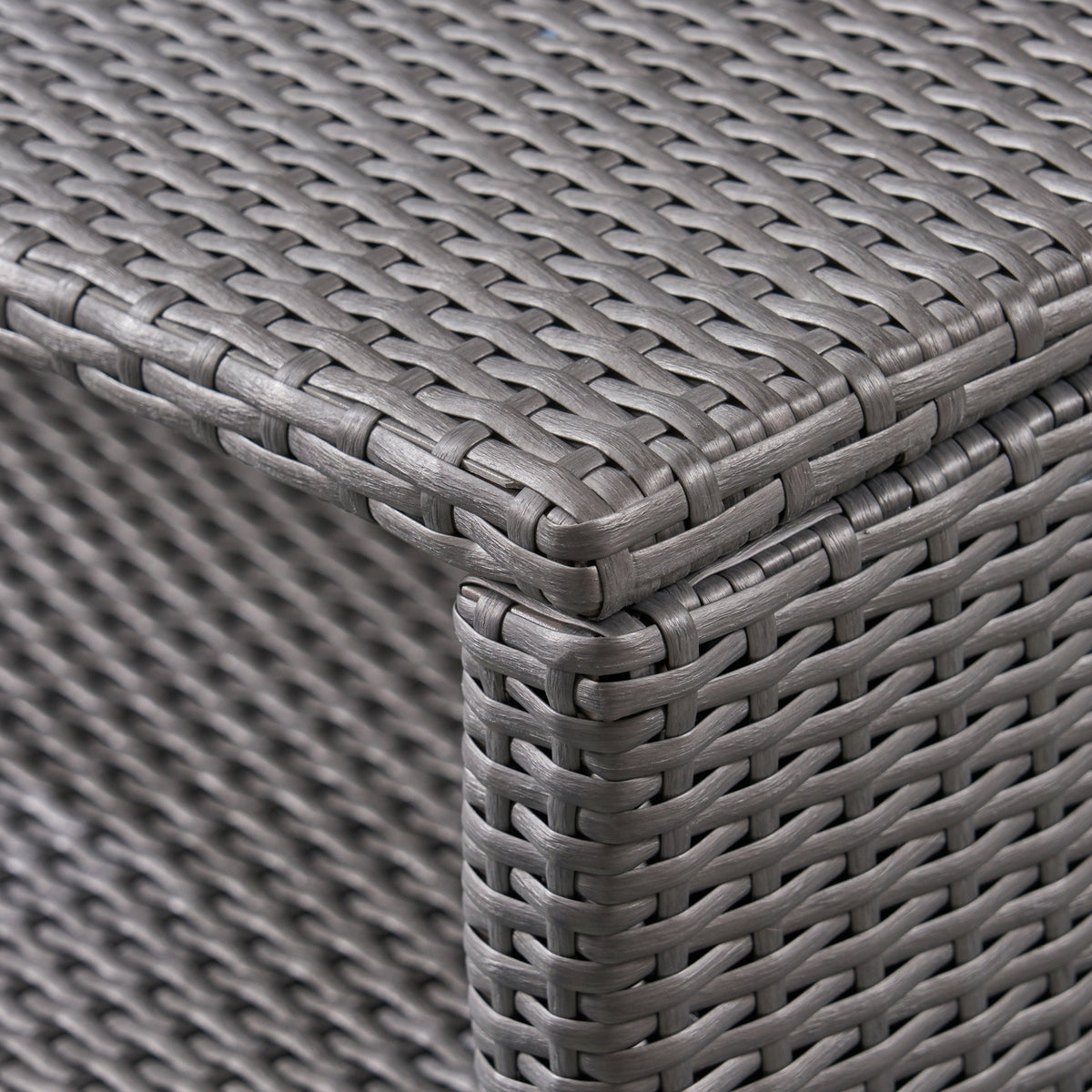 St Lucia outdoor dining table grey wicker weave close up on Tampa Home & Garden Store