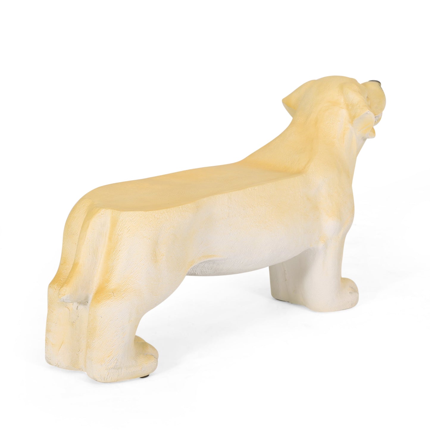 MGO Dog Bench outdoor statue in light brown by HouseOfZazla, no assembly required on Tampa Home & Garden Store