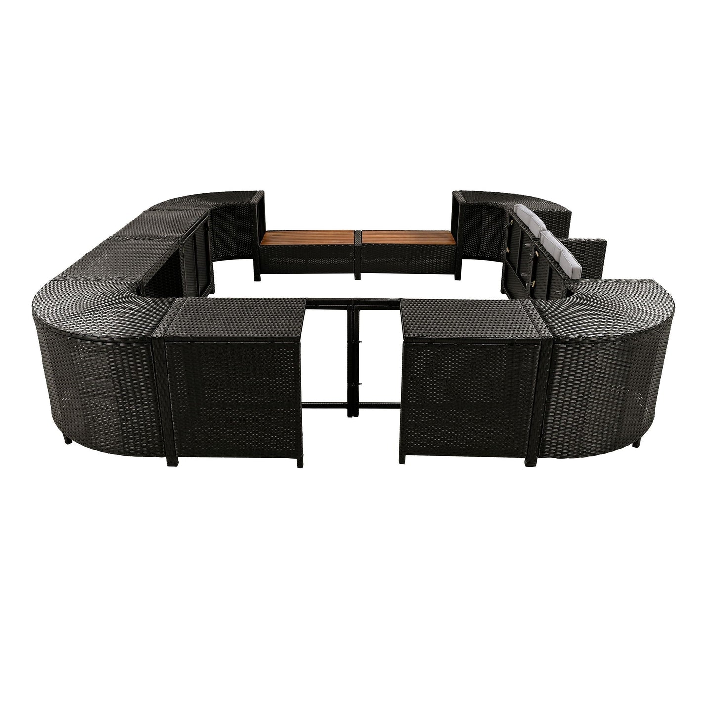 Outdoor Rattan Spa Frame and Modular Storage Seat