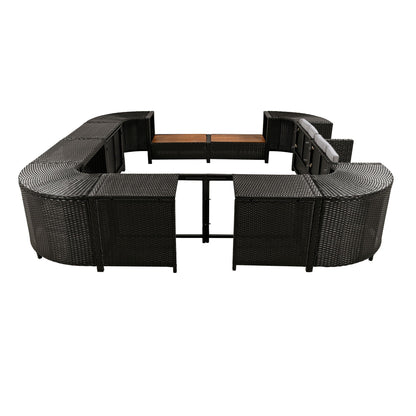 Outdoor Rattan Spa Frame and Modular Storage Seat