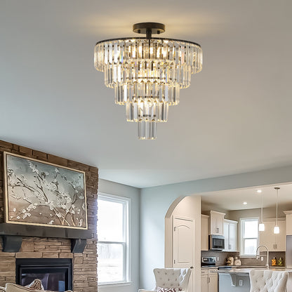20-inch black crystal chandelier ceiling light with tiered crystal prisms on Tampa Home & Garden Store