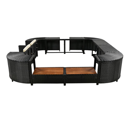 Outdoor Rattan Spa Frame and Modular Storage Seat