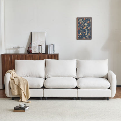 Modular Free Combination Sectional Sofa Couch in light beige upholstery by HouseOfZazla on Tampa Home & Garden Store
