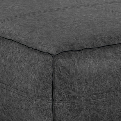 Large square coffee table pouf with vegan cover in dark gray faux leather on Tampa Home & Garden Store