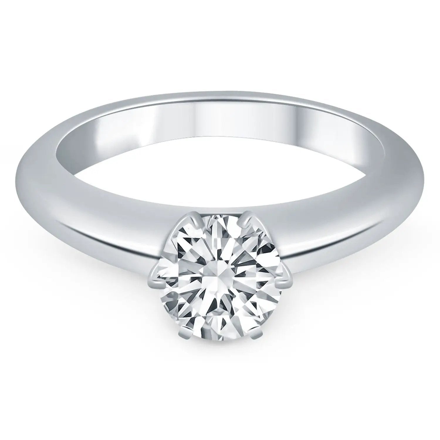 14k white gold solitaire cathedral engagement ring with round diamond by Bids.com on Tampa Home & Garden Store