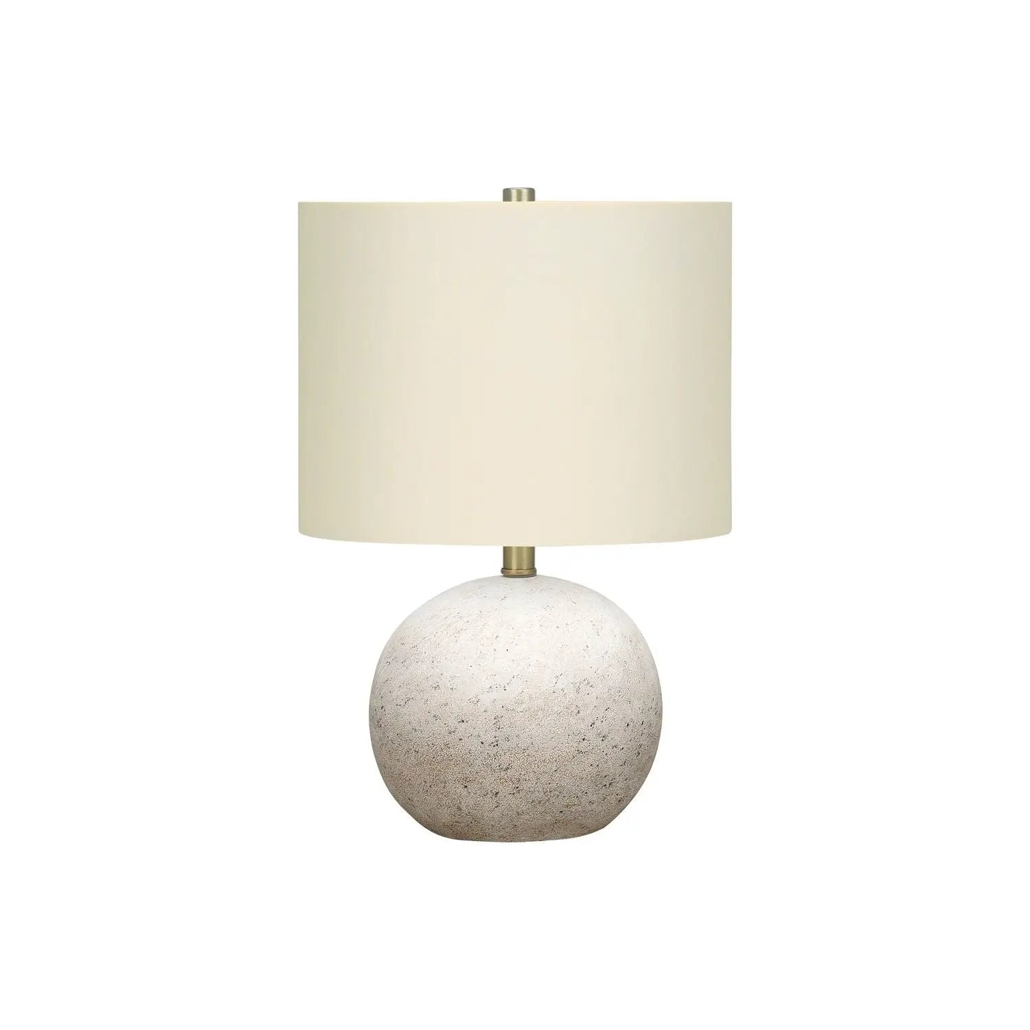 Table lamp with cream fabric shade and speckled stone sphere base by Unique Piece Furniture on Tampa Home & Garden Store