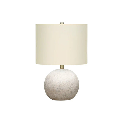 Table lamp with cream fabric shade and speckled stone sphere base by Unique Piece Furniture on Tampa Home & Garden Store