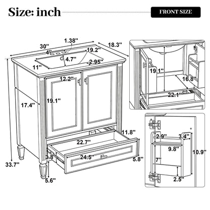 Freestanding vanity with sink, drawer and soft-close doors in green or white, HouseOfZazla on Tampa Home & Garden Store