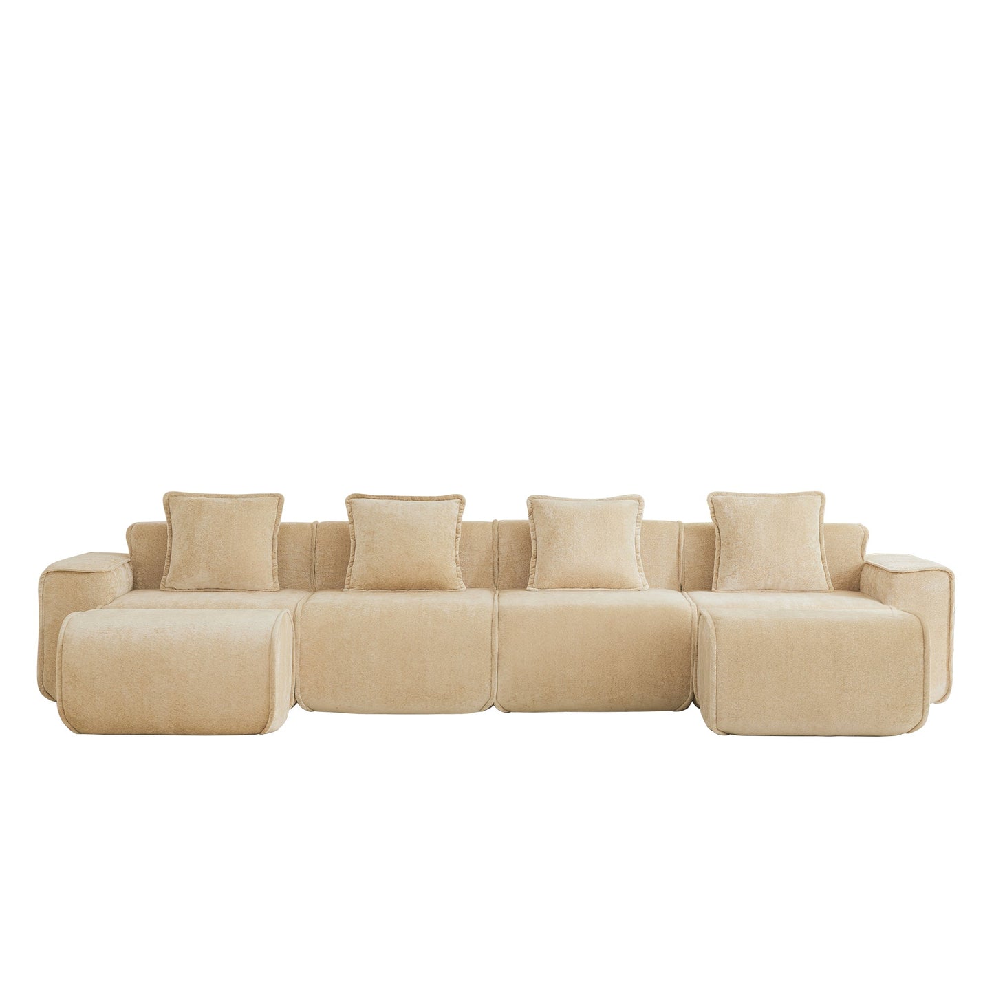Sofa HouseOfZazla Streamlined modular 4-seat U-shaped sectional in beige fabric on Tampa Home & Garden Store