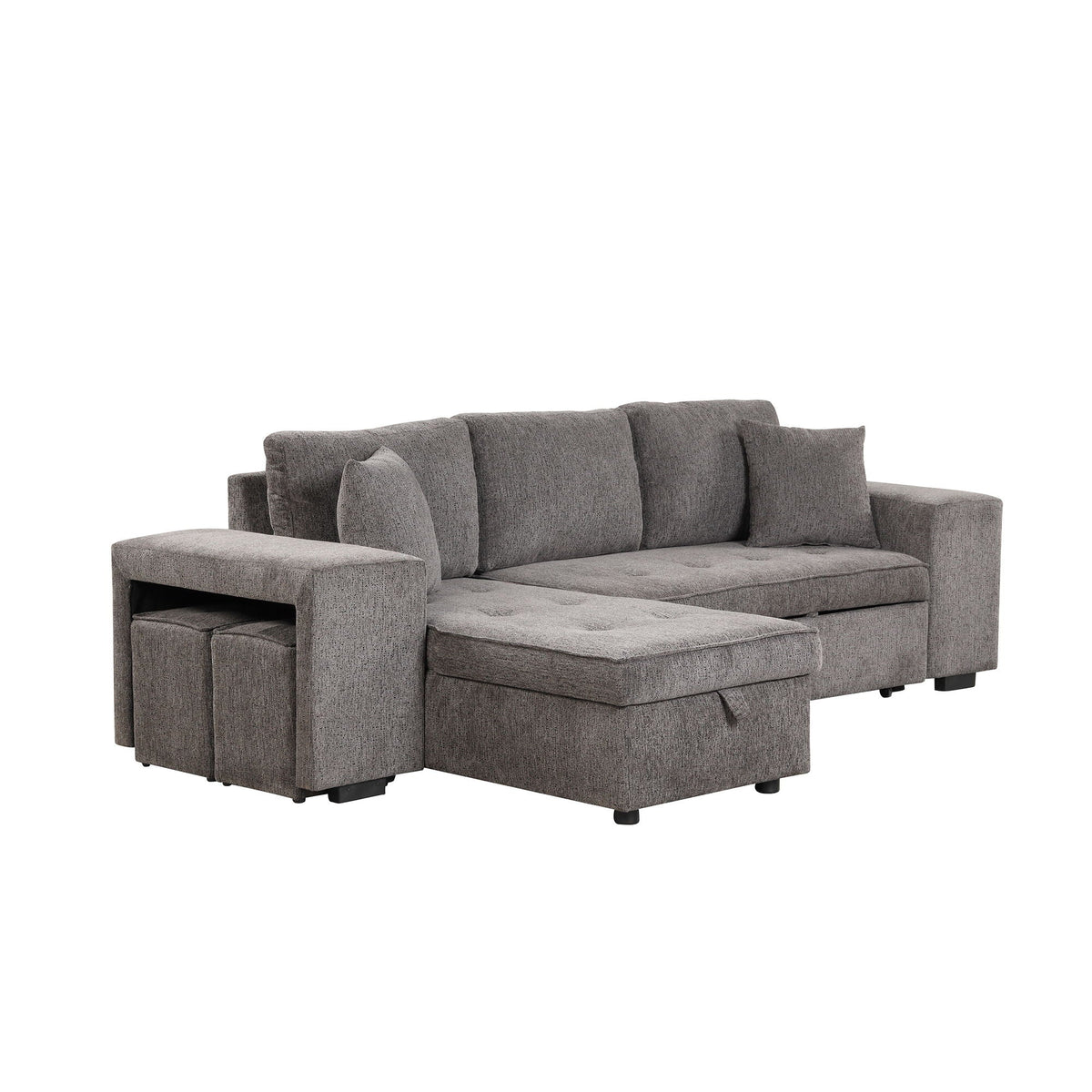 Modern gray fabric L-shaped sleeper sectional with storage chaise and plush cushions on Tampa Home & Garden Store