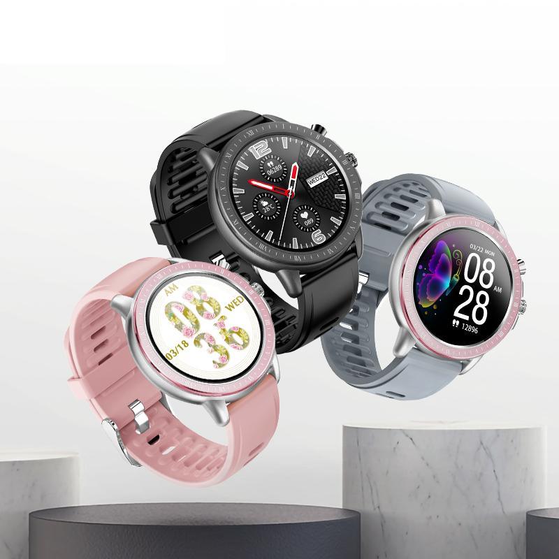 Elegant Unisex Stevvex smart watches trio in sport style with black pink gray silicone bands on Tampa Home & Garden Store