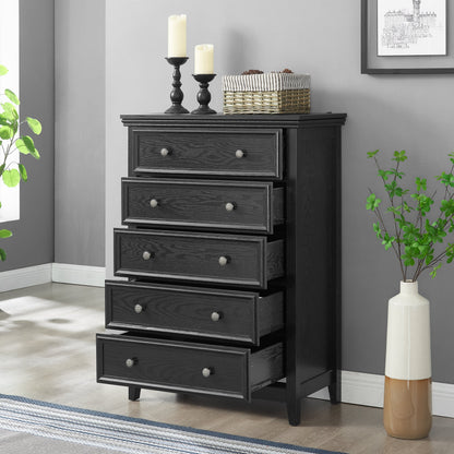 Modern black five-drawer dresser by HouseOfZazla for living room storage on Tampa Home & Garden Store