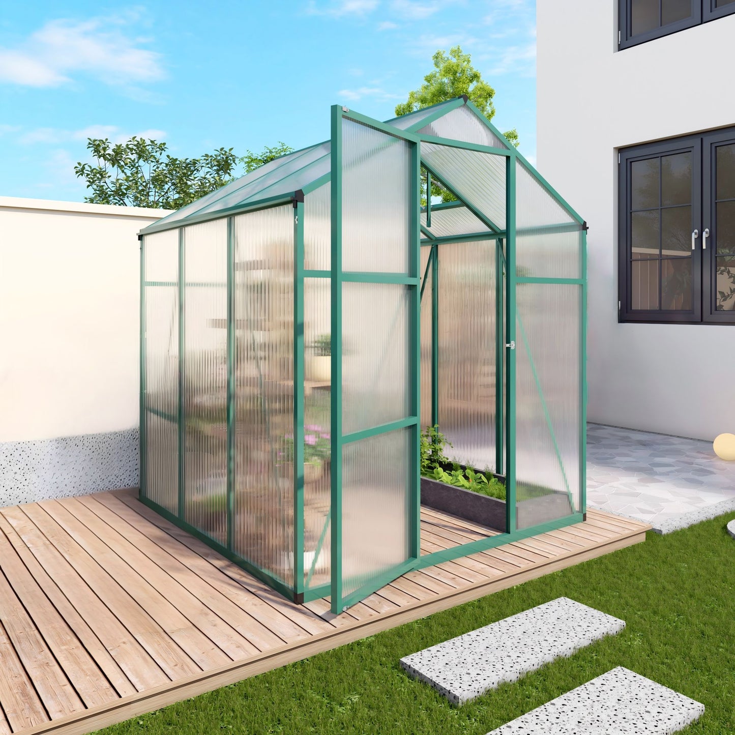 Strong Polycarbonate Walk In Greenhouse and Porch