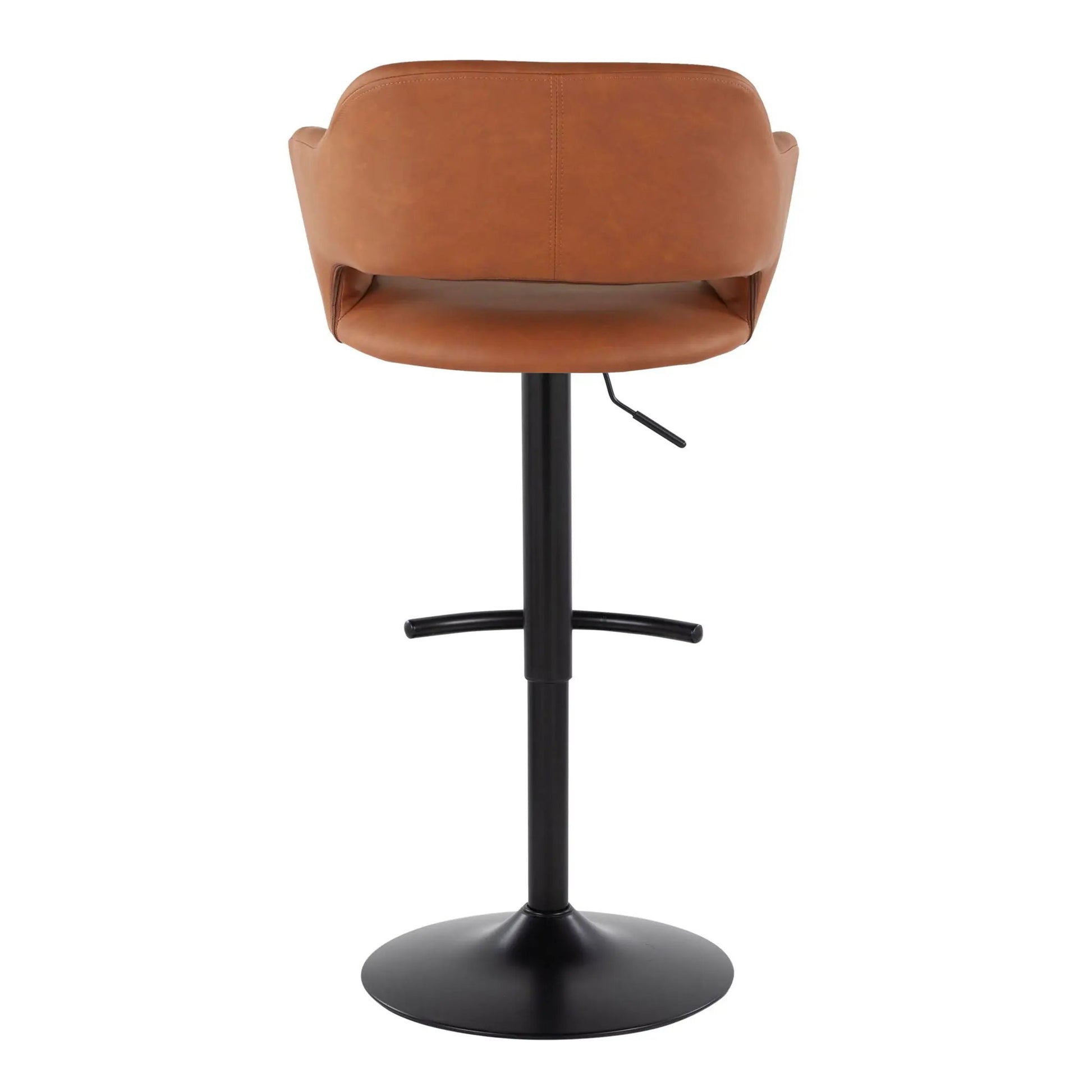 Margarite adjustable swivel barstool with tan leather and rounded T-footrest set of 2 on Tampa Home & Garden Store