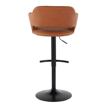 Margarite adjustable swivel barstool with tan leather and rounded T-footrest set of 2 on Tampa Home & Garden Store