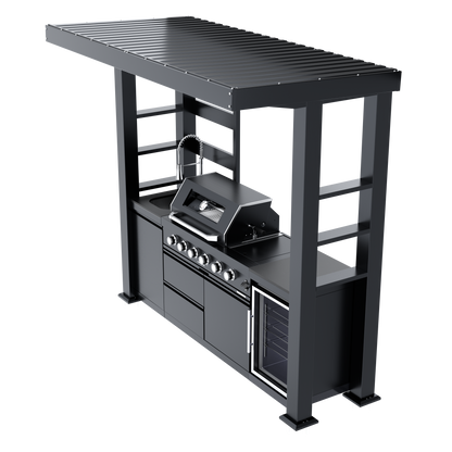 97-Inch 4-Burner Stainless Steel Outdoor Kitchen Grill by HouseOfZazla with ribbed grate on Tampa Home & Garden Store
