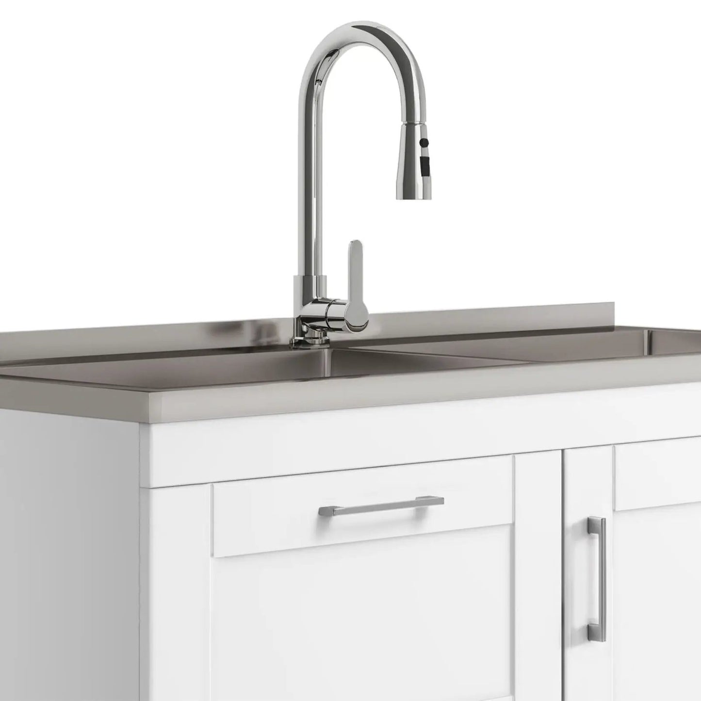 Shaker Laundry Cabinet with Sink and Faucet White
