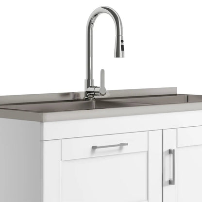 Shaker Laundry Cabinet with Sink and Faucet White
