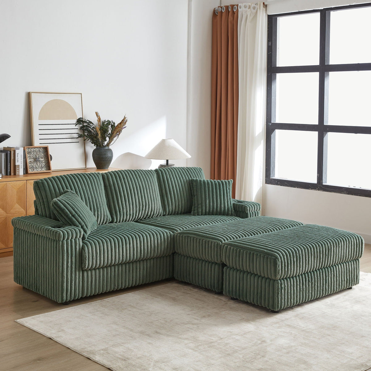 3 Seater Sofa With 2 Ottomans and Storage