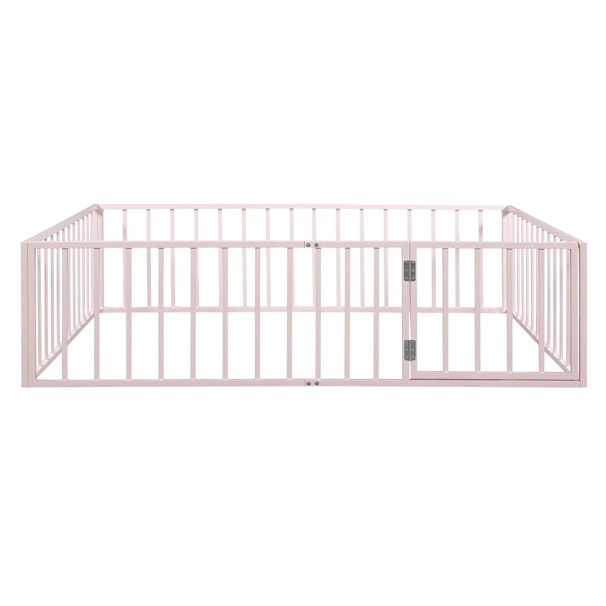 Metal Floor Bed Frame With Fence And Door in pink metal finish by Unique Piece Furniture on Tampa Home & Garden Store