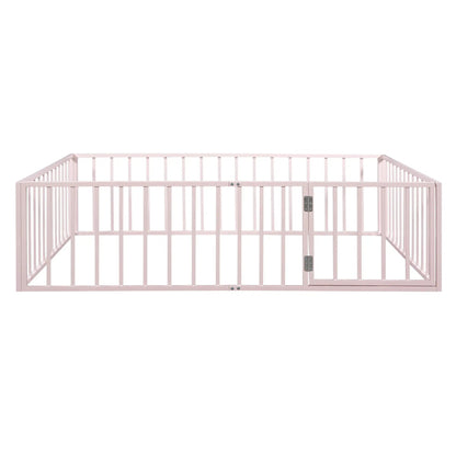 Metal Floor Bed Frame With Fence And Door in pink metal finish by Unique Piece Furniture on Tampa Home & Garden Store