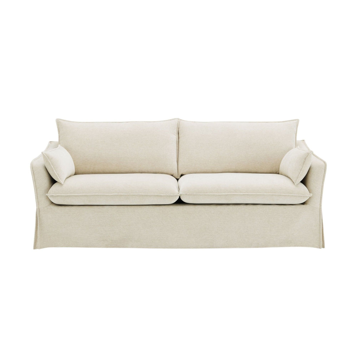 Shane Upholstered Sofa with Beige Accent Pillows