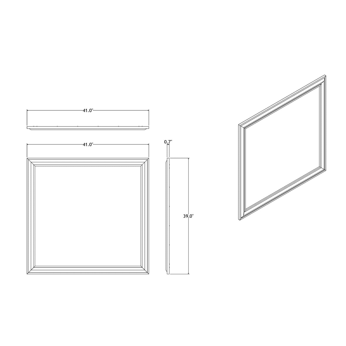 Gray and black wall mirror Adelaide with solid wood frame, 41x39 in by HouseOfZazla on Tampa Home & Garden Store