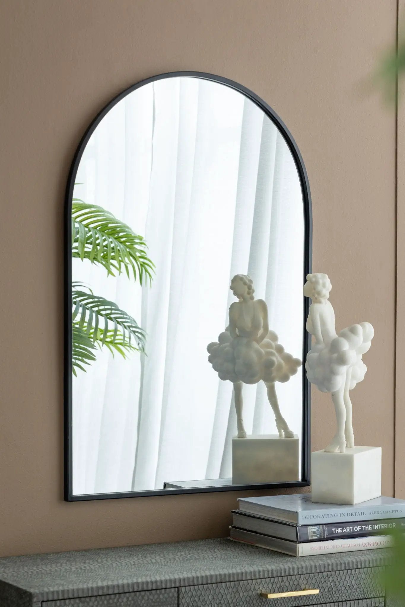 Arched Wall Mirror With Metal Frame Living Room