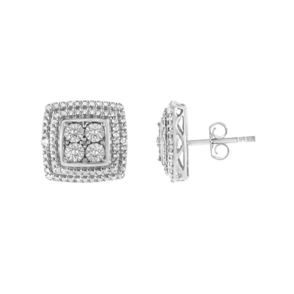 Diamond-accent square pavé stud earrings in sterling silver by Bids.com on Tampa Home & Garden Store