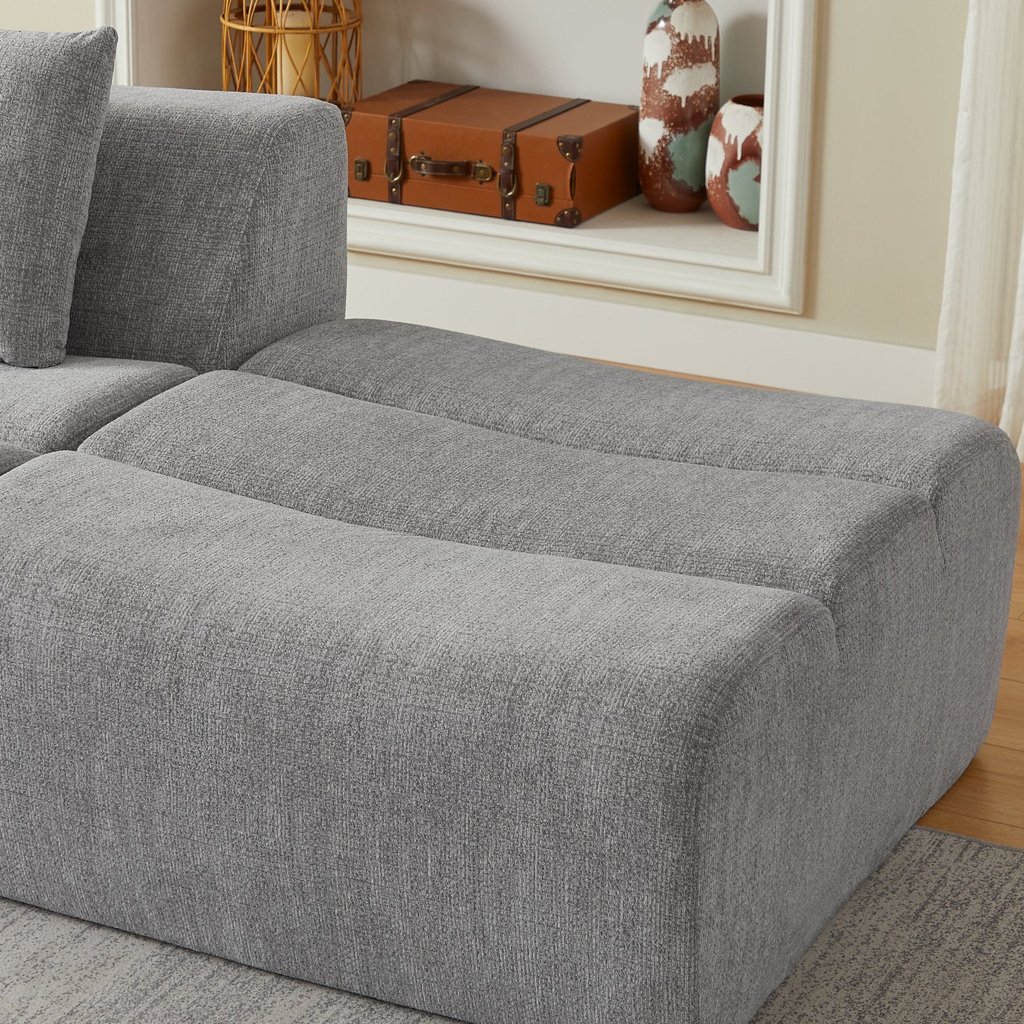 Oversized 3-Seater Compressed Sofa and Chenille