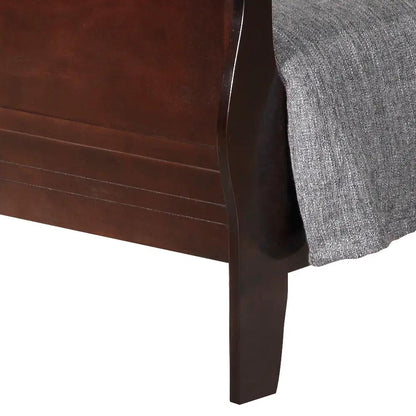 Louis Phillipe Panel Sleigh Bed by Unique Piece Furniture in dark wood with curved sleigh legs on Tampa Home & Garden Store