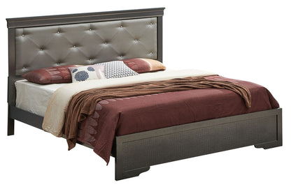 Transitional Tufted Bed and Textured Footboard