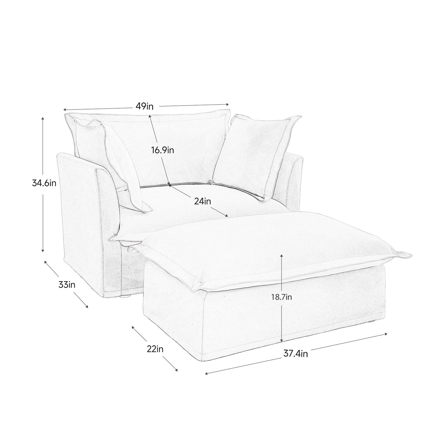 Upholstered Slipcovered Armchair with Ottoman by HouseOfZazla on Tampa Home & Garden Store