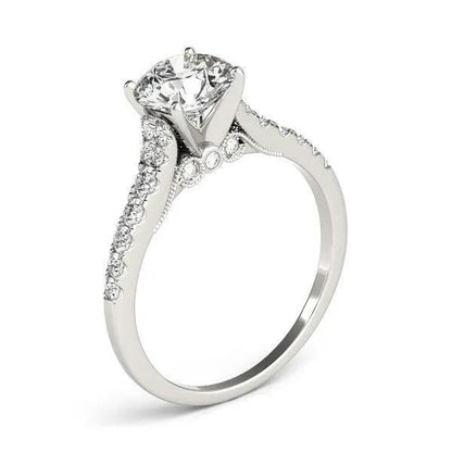 14k white gold diamond engagement ring with a single-row pavé band and center stone on Tampa Home & Garden Store
